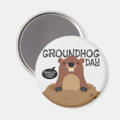 かわいいグラウンドホッグの日の漫画のイラストレーション マグネット (正面/裏面)