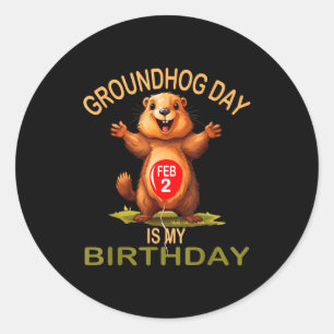 かわいいグラウンドホッグデー私の誕生日 ラウンドシール