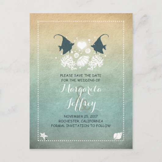 かわいいグラデーションビーチは日付はがきを保存する 案内ポストカード (正面)