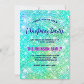 かわいいグラデーション緑のフェイクグリッター 招待状 (正面)