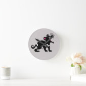 かわいいグラフィック – タスマニアの悪魔 – 野生動物 – グレー ラウンド壁時計 (ホーム)