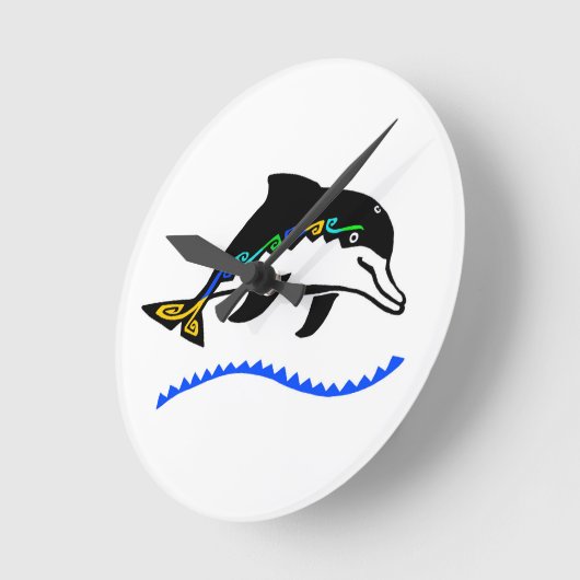かわいいグラフィックDOLPHIN -自然-海野生動物 ラウンド壁時計 (傾斜)