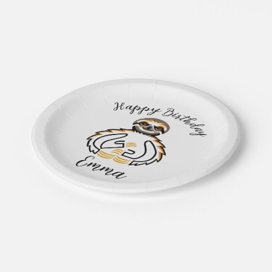 かわいいグラフィックSLOTH – 野生動物 – パーティー ペーパープレート (アングル)