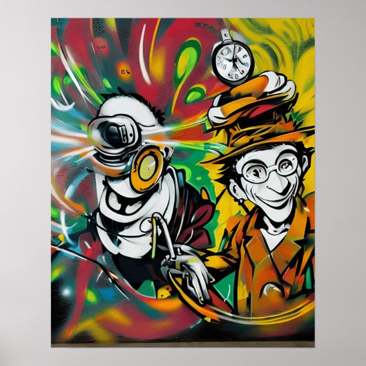 かわいいグラフィティカッコいい通りアートとアクション ポスター (正面)