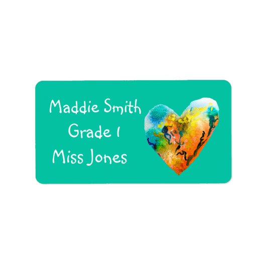 かわいいグラフィティハートキッズブックラベル ラベル (正面)