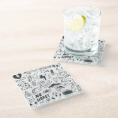 かわいいグラフィティ：ドードルアートセット。 ガラスコースター (アングル)