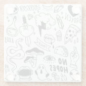 かわいいグラフィティ：ドードルアートセット。 ガラスコースター (裏面)