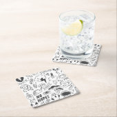 かわいいグラフィティ:ドードルアートセット。 スクエアペーパーコースター (インサイチュ)