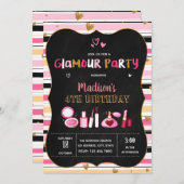 かわいいグラマー誕生日パーティーの招待 招待状 (正面/裏面)