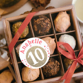 かわいいグラム金ゴールドグリッターエイジサークルレッドパーティー星 ラウンドシール