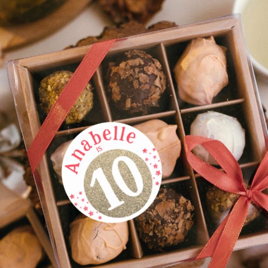 かわいいグラム金ゴールドグリッターエイジサークルレッドパーティー星 ラウンドシール