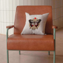 かわいいグランジヴィンテージ蝶とハートモノグラムの クッション