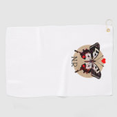 かわいいグランジヴィンテージ蝶とハートモノグラムの ゴルフタオル (横)