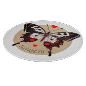 かわいいグランジヴィンテージ蝶とハート名を追加 カッティングボード (角)