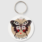 かわいいグランジヴィンテージ蝶とハート名を追加 キーホルダー (正面)