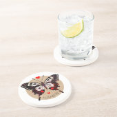 かわいいグランジヴィンテージ蝶とハート名を追加 コースター (側面)