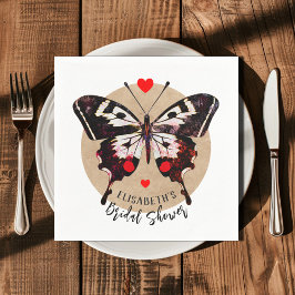 かわいいグランジヴィンテージ蝶とハート名を追加 スタンダードカクテルナプキン