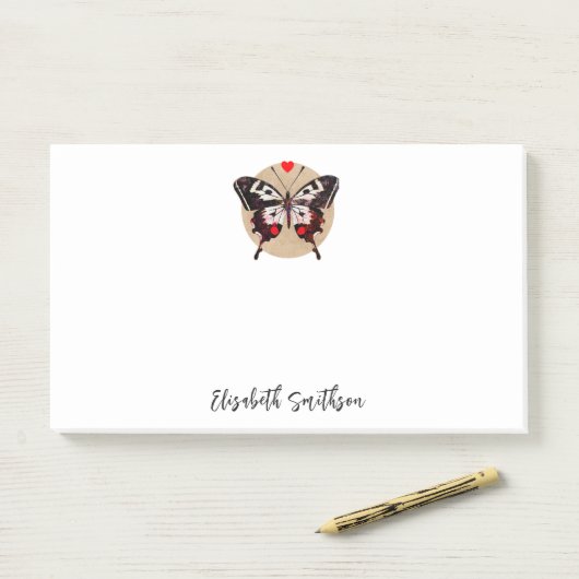 かわいいグランジヴィンテージ蝶とハート名を追加 ポストイット (デスク)