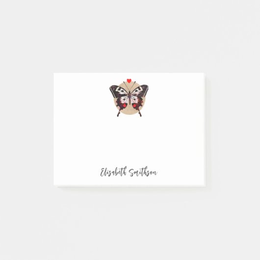 かわいいグランジヴィンテージ蝶とハート名を追加 ポストイット (正面)