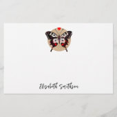 かわいいグランジヴィンテージ蝶とハート名を追加 便箋 (正面)