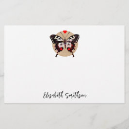 かわいいグランジヴィンテージ蝶とハート名を追加 便箋