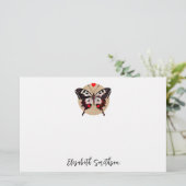 かわいいグランジヴィンテージ蝶とハート名を追加 便箋 (スタンド正面)