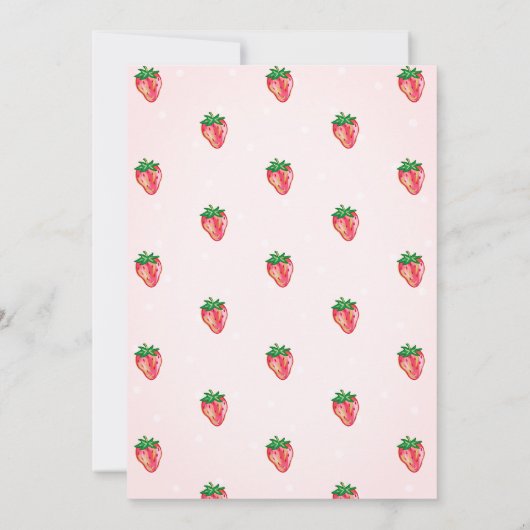 かわいいグリッターいちごドット赤ちゃんシャワー 招待状 (裏面)