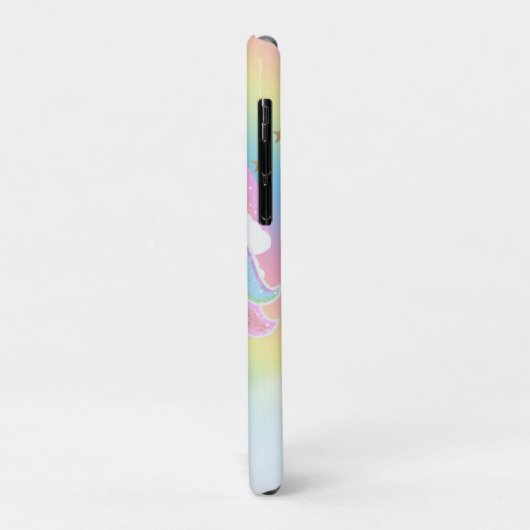 かわいいグリッターの虹と一角獣名前をカスタムする Case-Mate iPhoneケース (裏面/左)