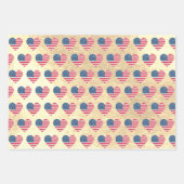 かわいいグリッターハート愛国的アメリカ合衆国国旗 ラッピングペーパーシート (正面3)