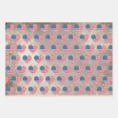 かわいいグリッターハート愛国的アメリカ合衆国国旗 ラッピングペーパーシート (正面)