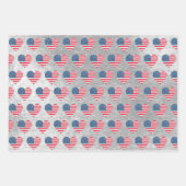 かわいいグリッターハート愛国的アメリカ合衆国国旗 ラッピングペーパーシート (正面3)