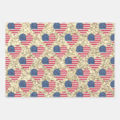 かわいいグリッターハート愛国的アメリカ合衆国国旗 ラッピングペーパーシート (正面)
