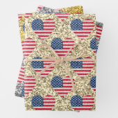 かわいいグリッターハート愛国的アメリカ合衆国国旗 ラッピングペーパーシート (インサイチュ)