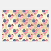 かわいいグリッターハート愛国的アメリカ合衆国国旗 ラッピングペーパーシート (正面)