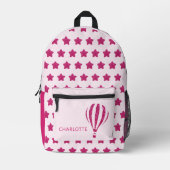 かわいいグリッターホットピンク新学期 プリントバックパック (正面)