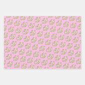 かわいいグリッターリップキスピンクブルーベージュ ラッピングペーパーシート (正面2)