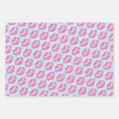 かわいいグリッターリップキスピンクブルーベージュ ラッピングペーパーシート (正面)