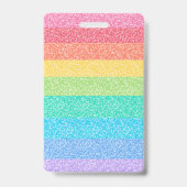 かわいいグリッターレインボーストライプ名前をカスタムする バッジ (裏面)