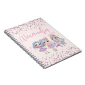 かわいいグリッター人形の少女の名前(ピンク) ノートブック (右側)