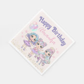 かわいいグリッター人形ガールズバースデーパーティー スタンダードランチョンナプキン (角)