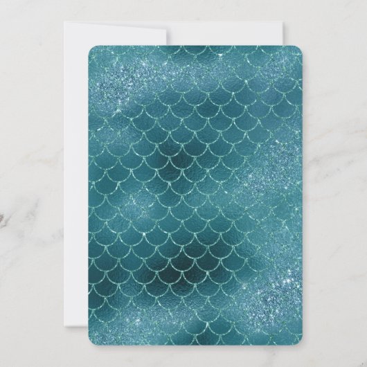 かわいいグリッター人魚ザシーアンダーザシーパーティー 招待状 (裏面)