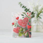 かわいいグリッター ハート バレンタイン シーズンカード (スタンド正面)