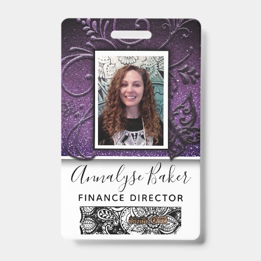 かわいいグリッター プロフェッショナルCNA看護師 写真 名前 バッジ (正面)