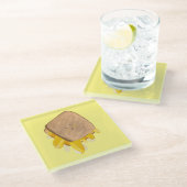 かわいいグリルチーズドリップサンドイッチ ガラスコースター (アングル)