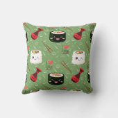 かわいいグリーンかわいいすし柄 クッション (裏面)
