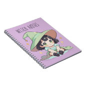 かわいいグリーンかわいいベビーウィッチガールスパイラル ノートブック (右側)