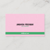 かわいいグリーンとピンクのパーティー絵画顔 名刺 (裏面)