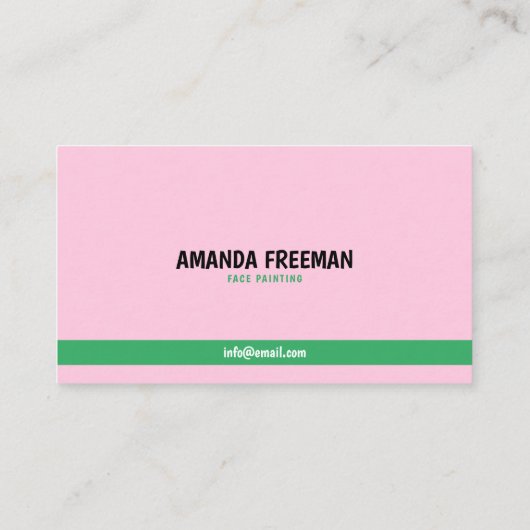 かわいいグリーンとピンクのパーティー絵画顔 名刺 (裏面)