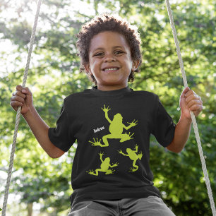 かわいいグリーンとブラックカエルの子ども Tシャツ