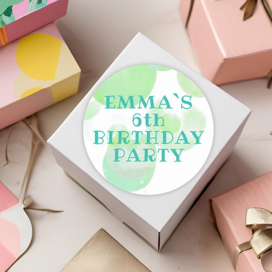 かわいいグリーンとブルーバブル子供の誕生日 ラウンドシール